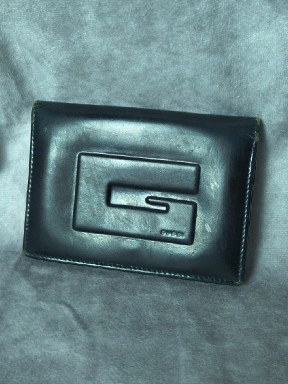 Gucci Black Patent Leather Bifold Vintage Compact Card Case Wallet